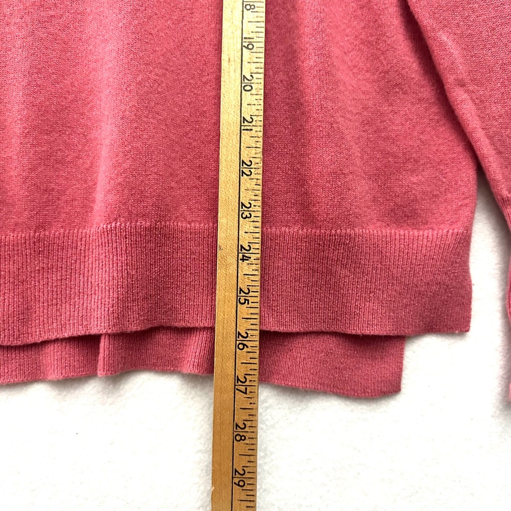 Tahari 100% Cashmere L V-Neck Sweater Pink Coral Oversized Drop Shoulder Large - Picture 5 of 10